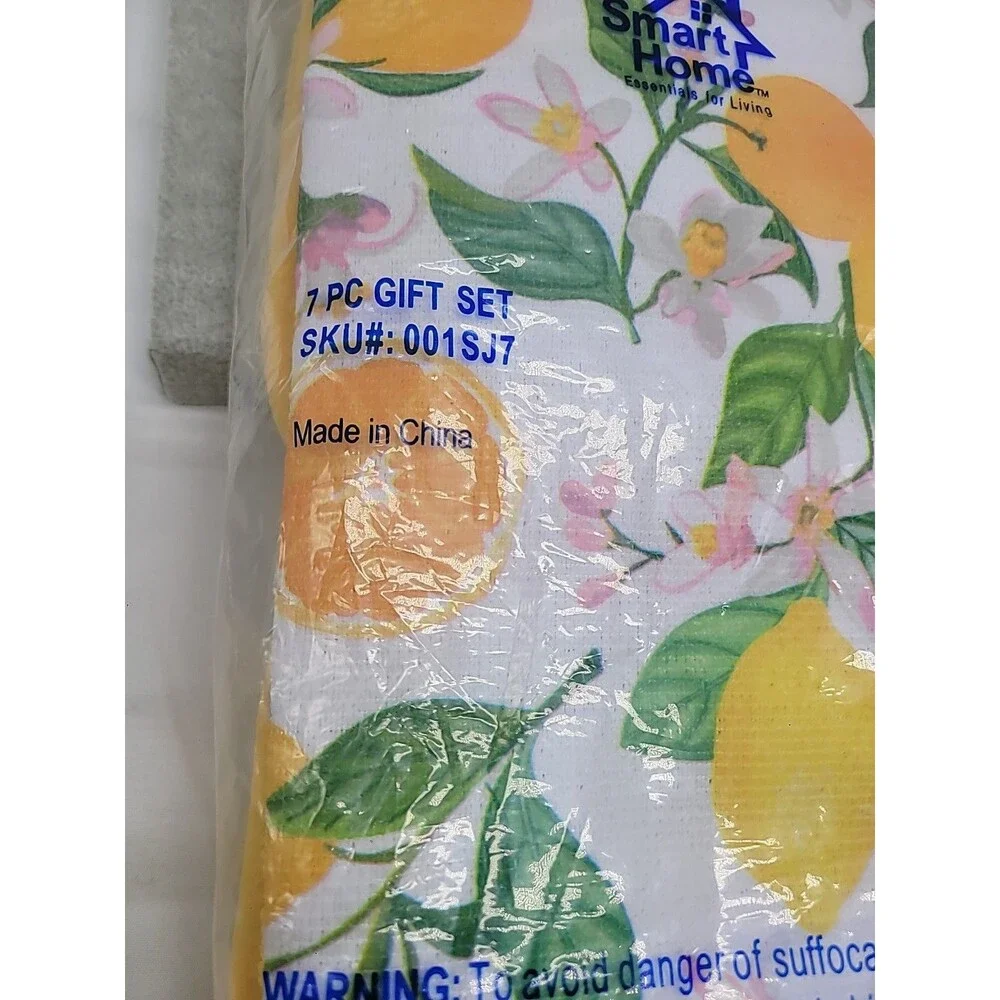 New Smart Home Essentials for Living Yellow Lemons 7 Piece Kitchen Gift Set Vtg